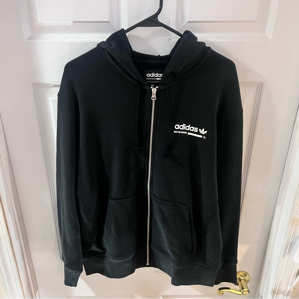 Adidas Zip Up Black Graphic Hoodie